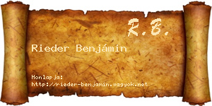 Rieder Benjámin névjegykártya